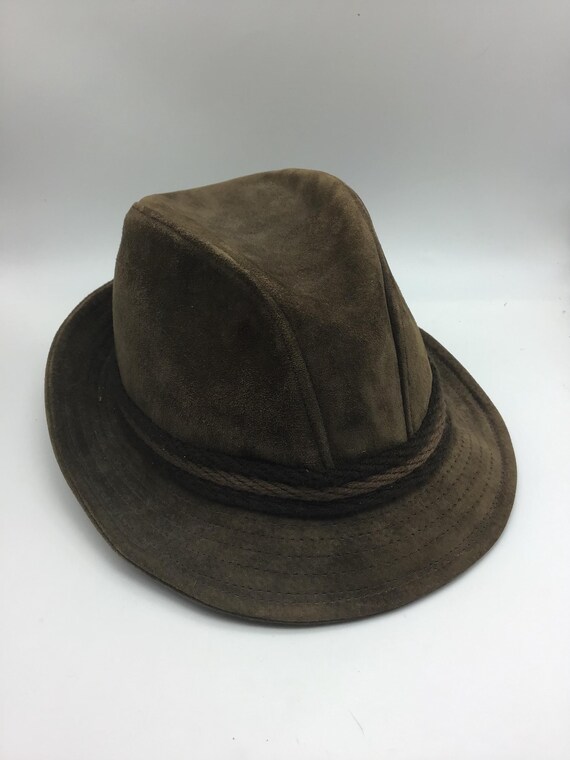 Dark Brown Suede Fedora,hush Puppies Mens Hat, Made in Ireland