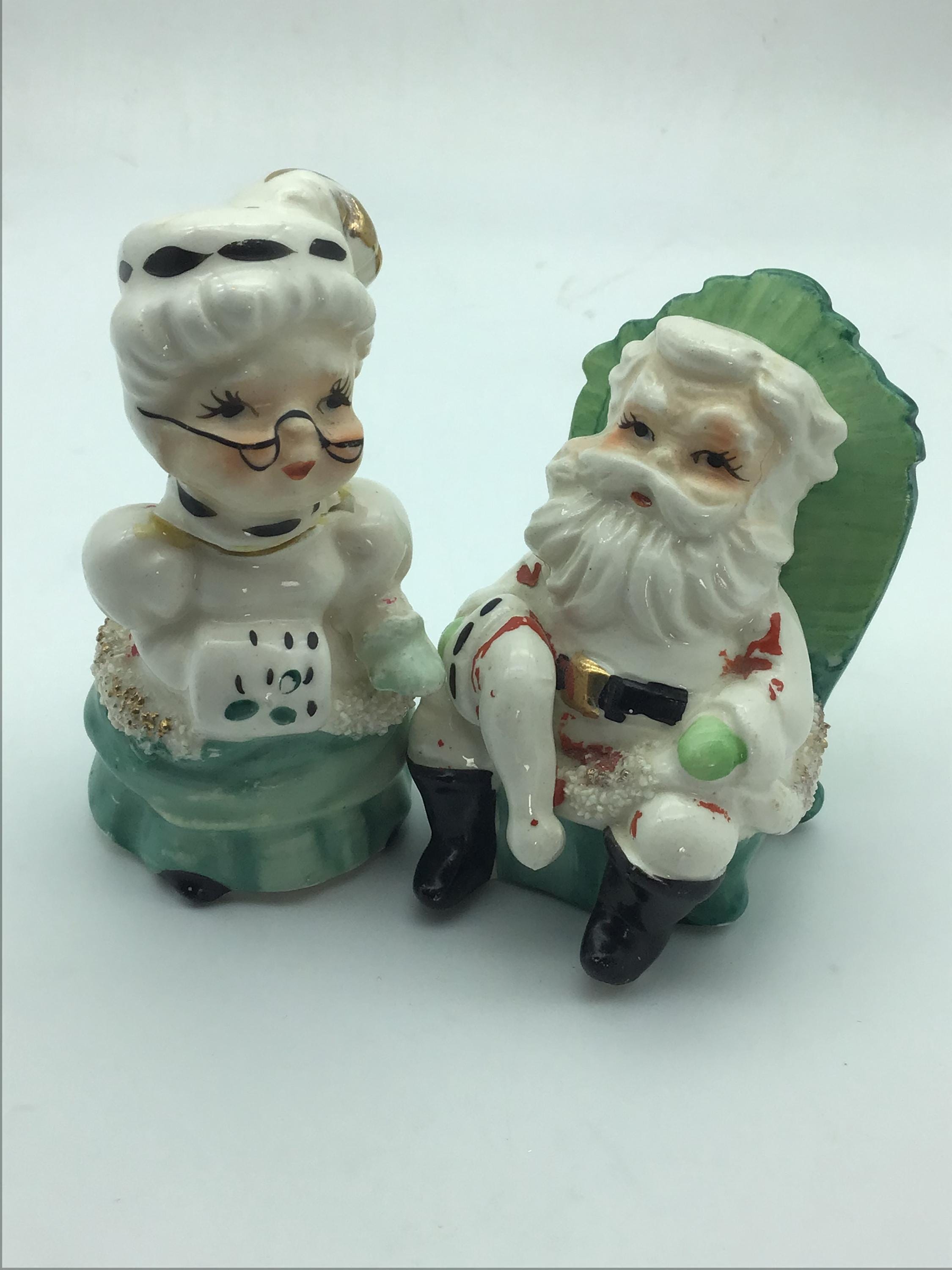 希少なヴィンテージ レフトン サンタとミセス クラウス ソルト