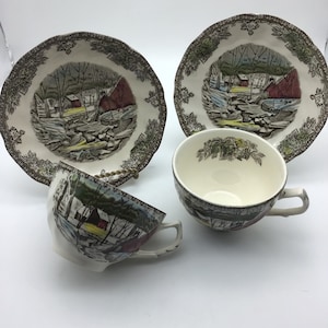 Johnson Brothers The Friendly Village The Ice House Set of Two Tea Cups & Saucers