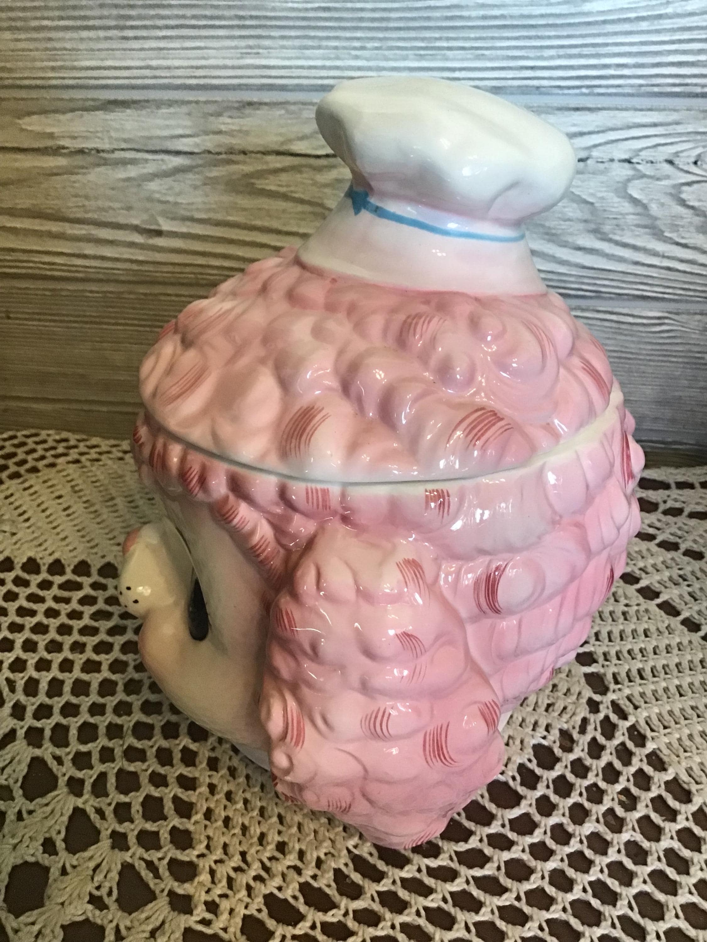 RARE Lefton ESD Pink Poodle Chef Cookie Jar, Collectible Cookie 