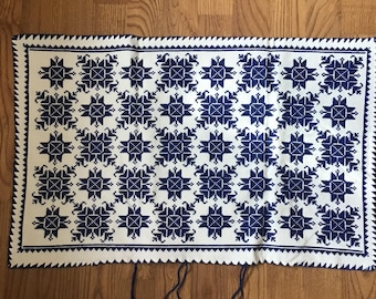 Vintage Hungarian Hand Embroidered Pillow case, Torocko,Transylvania, indigo blue embroidered pillow case