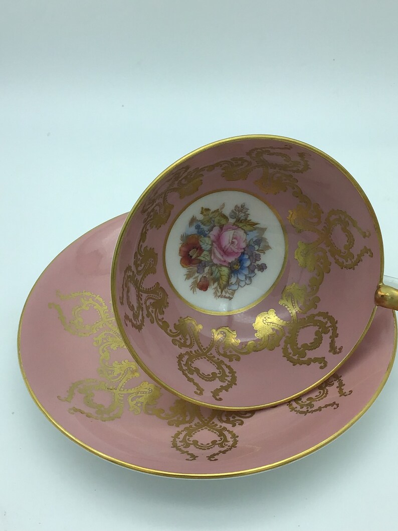 Aynsley J A Bailey Tea Cup,athens Pink Floral Teacup and Saucer,hand