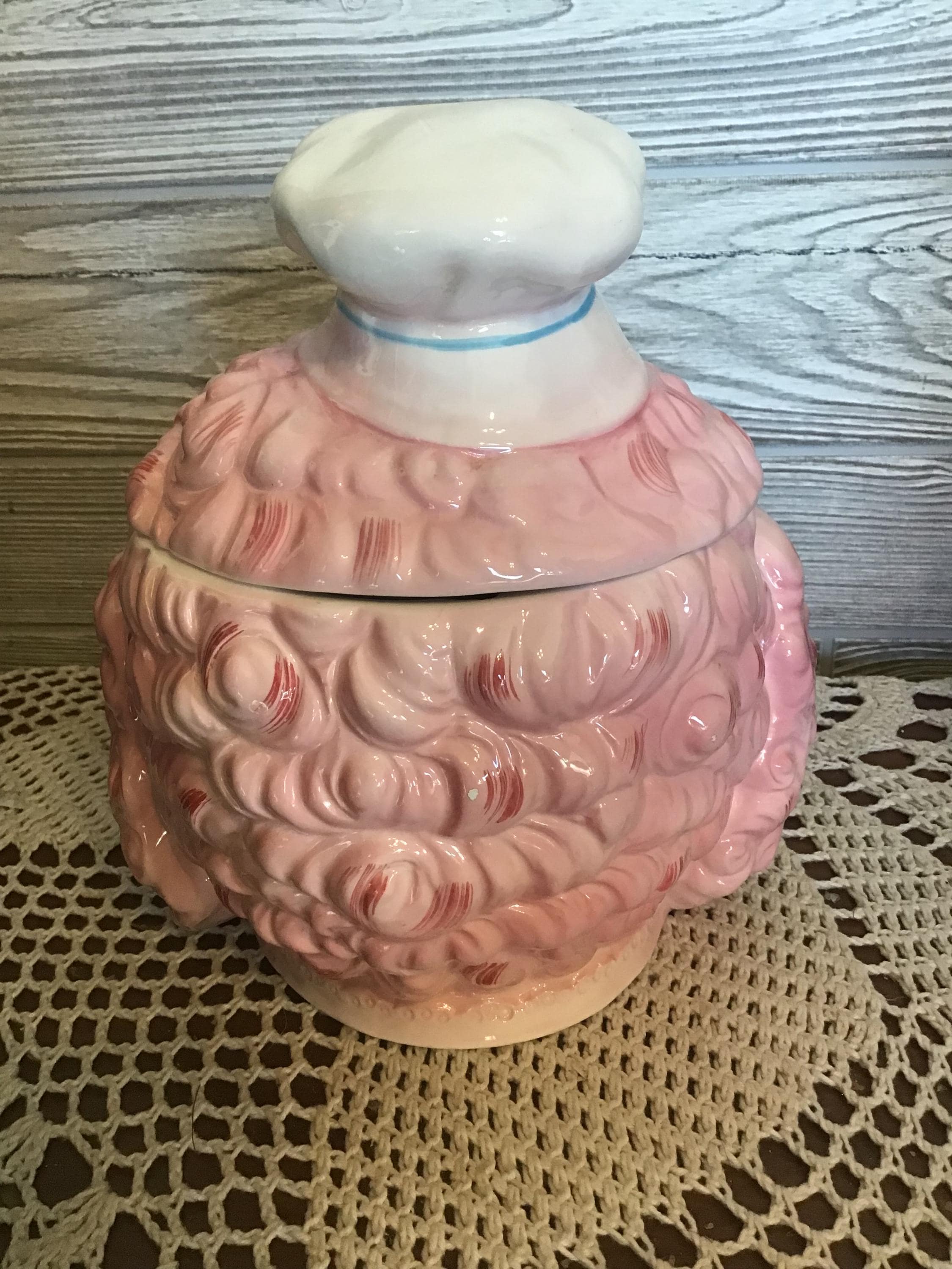 RARE Lefton ESD Pink Poodle Chef Cookie Jar, Collectible Cookie