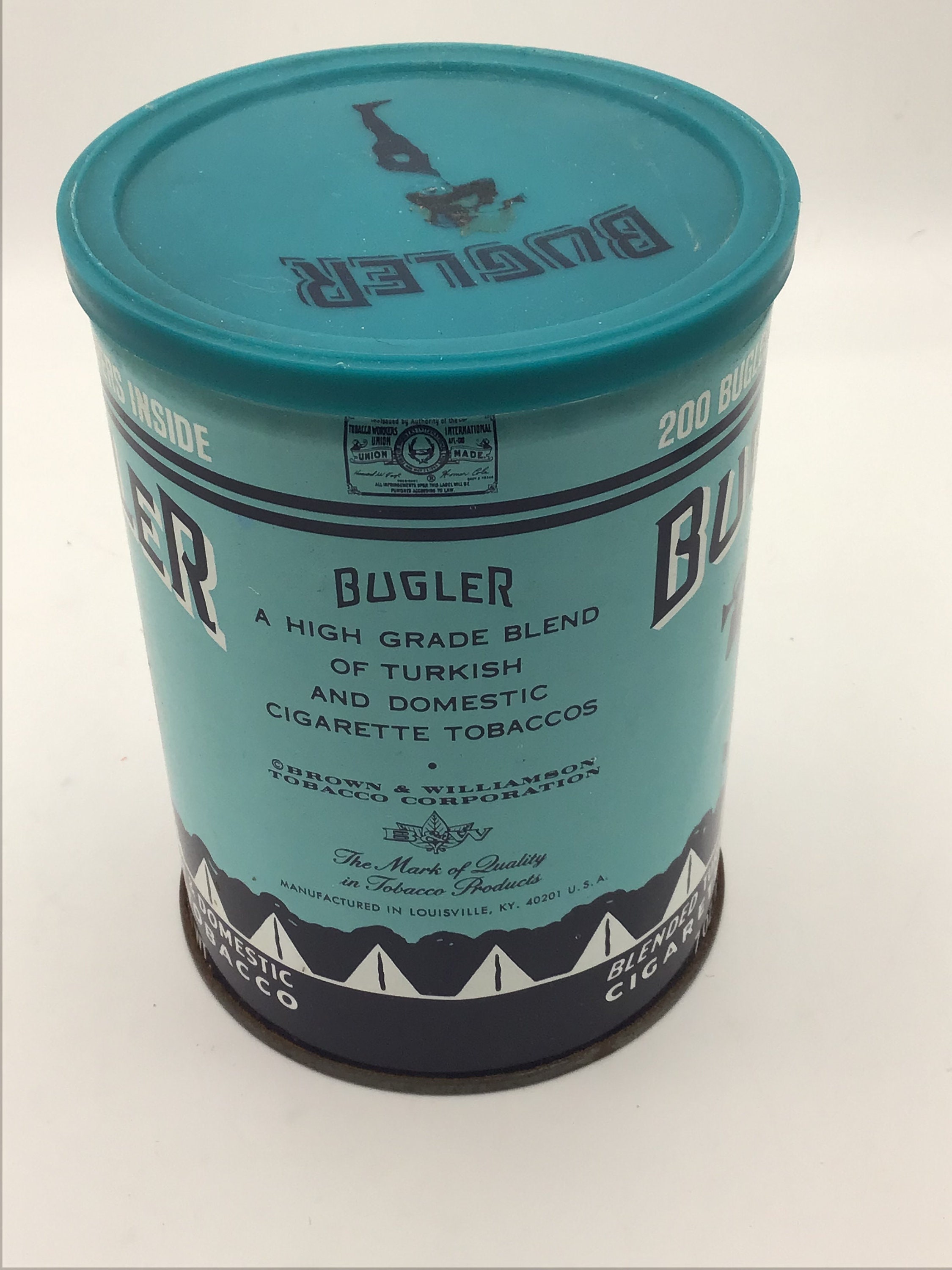 Vintage Tobacco Tin,bugler Turkish Blend,teal/turquoise Tin,storage  Container