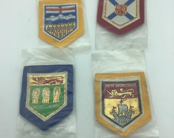 Canadian Provincial Patches,set of 4, Coat of Arms,Nova Scotia,Saskatchewan,Alberta,New Brunswick