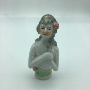 Antique Pin Cushion doll head,hand painted  Lady head, Art Deco Porcelain,made in Japan, porcelain head,pin cushion, doll head