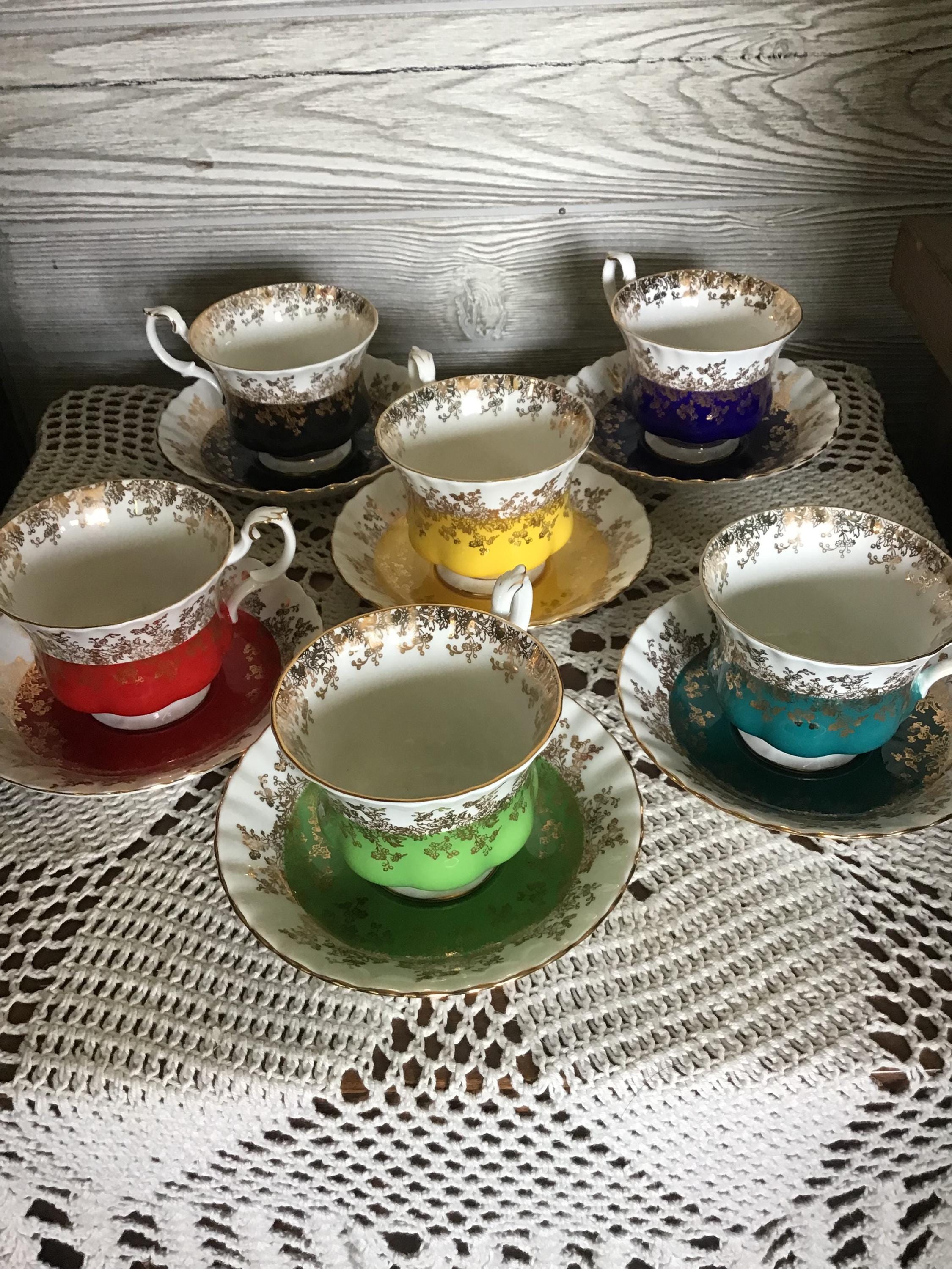 Royal Albert Regal Series Tea Cup Saucers,black,royal Blue