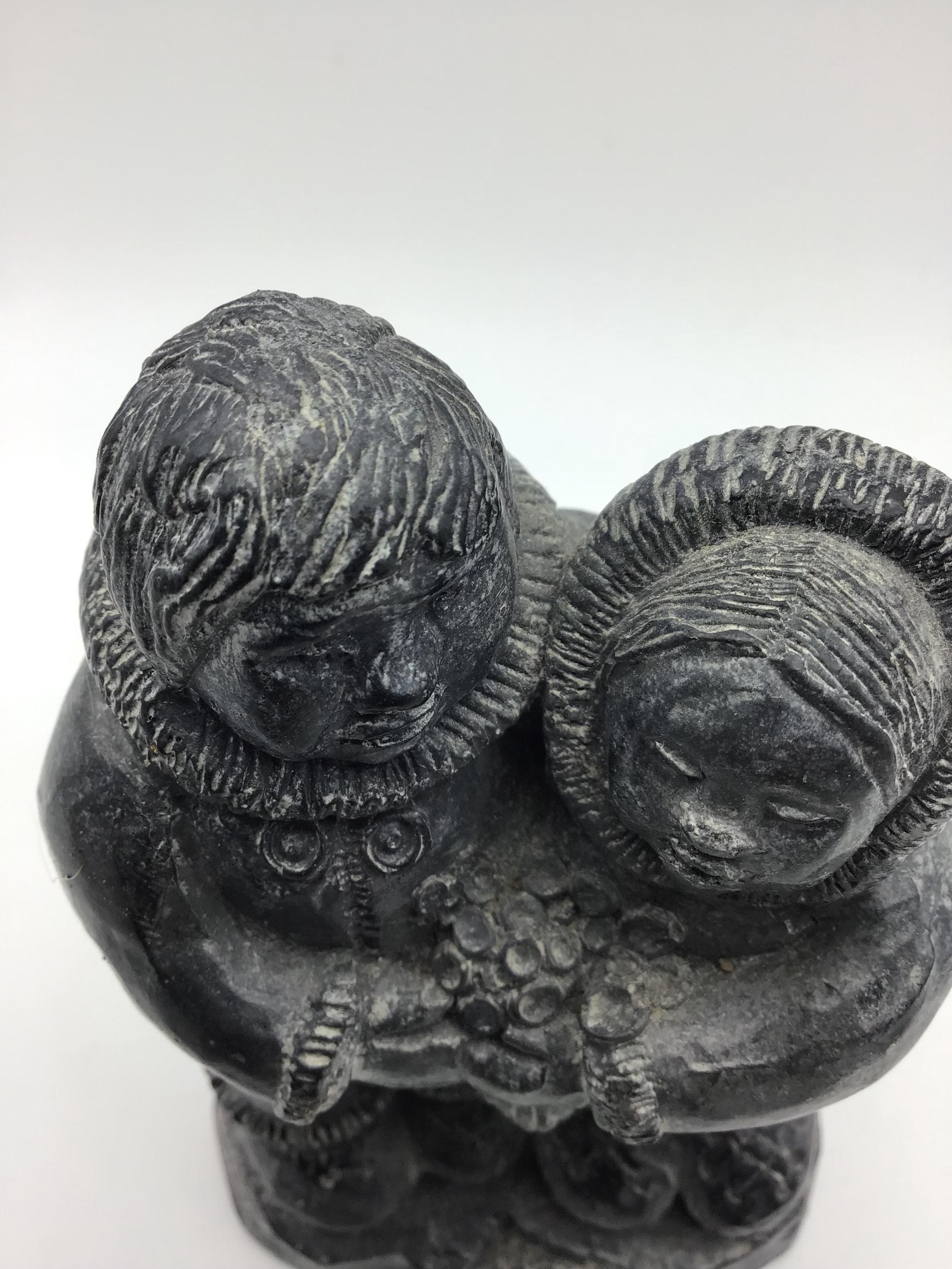Wolf Original Sculpture,inuit/eskimo Wedding Couple,black
