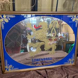Vintage Luwenbrau Mirror, Bar Mirror, Beer Advertising, Beer Mirror, Wall hanging, Bar Decor, Man cave