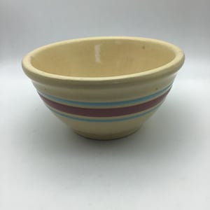 Vintage McCoy/Watt Mixing Bowl, striped Ovenware bowl,pink & turquoise stripped bowl, Farmhouse decor, pottery Bowls,nesting bowls
