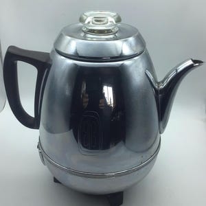 Vintage General Electric Coffee Percolator, Egg Shaped, chrome Coffee maker, 9 cup
