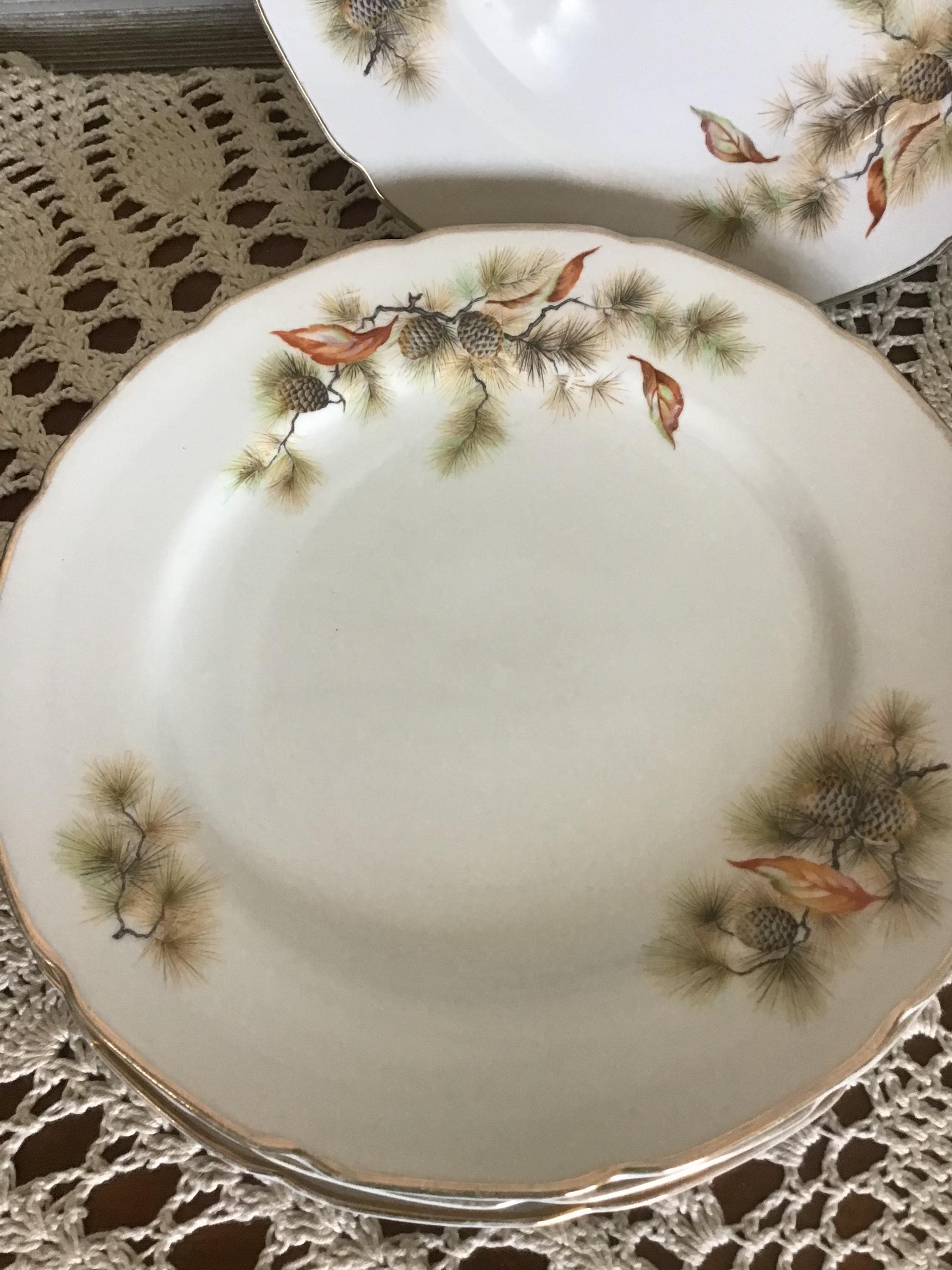 Pine Tree,fine Translucent China of Japan,vintage Dinner Plates