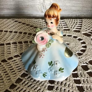 Vintage Josef Original Birthstone Figuren, April Figur, 1950er Jahre Geburtstagskind