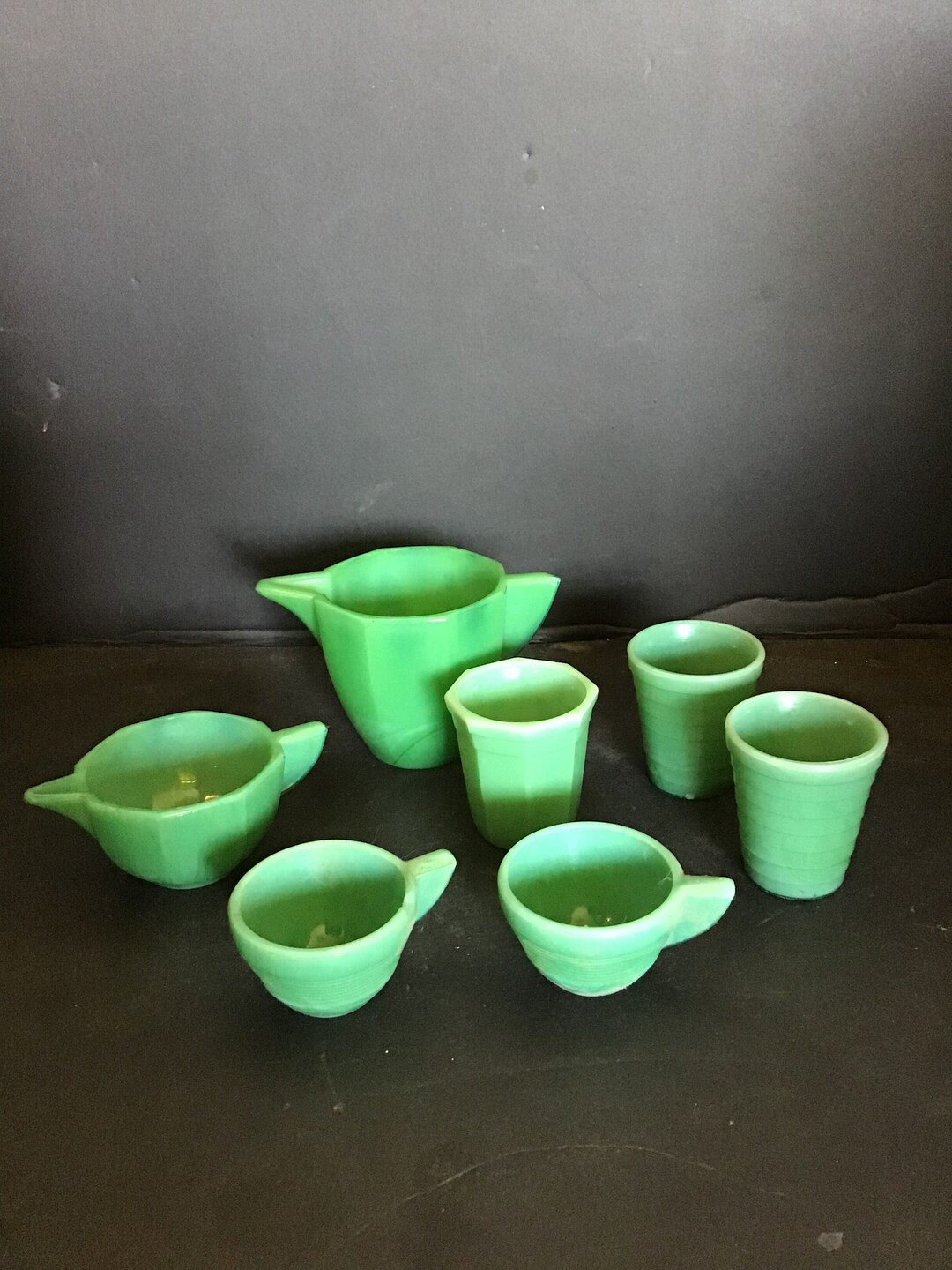 Akro Agate Childs Dishes, Miniature Jadeite Dishes,art Deco Etsy