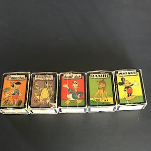 Mickey Mouse-kaartspellen uit de jaren 40, minikaarten, verzamelobject Disney, Sneeuwwitje, Bambi, Pinokkio