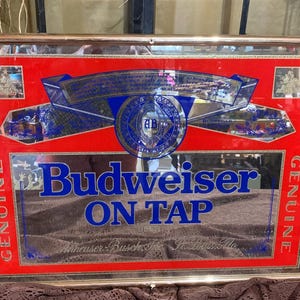 Vintage Budweiser Mirror, Bar Mirror, Beer Advertising, Beer Mirror, Wall hanging, Bar Decor