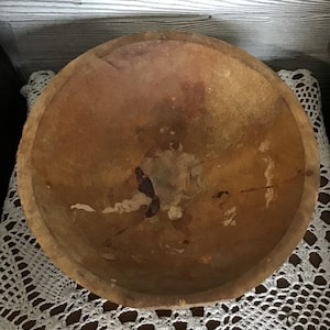 Primitive Wooden Bowl, Dough Bowl, Rustic Wooden Bowl, Farmhouse decor, Vintage kitchen decor