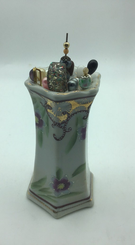 Antique Hat Pin Holders porcelain Hatpin Holder Hat Pins made in Japan floral Porcelain Organizer handpainted purple Flower gold Filigree Etsy Ireland