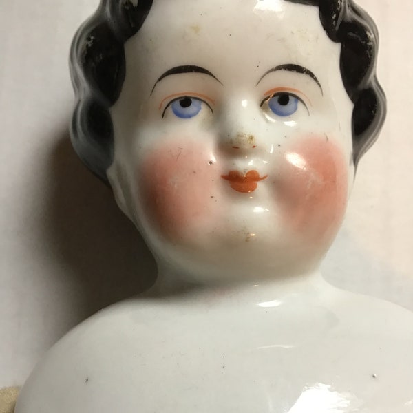 Antieke China Head Doll met Low Brow, 1890 Duitse porseleinen hoofd Baby Doll