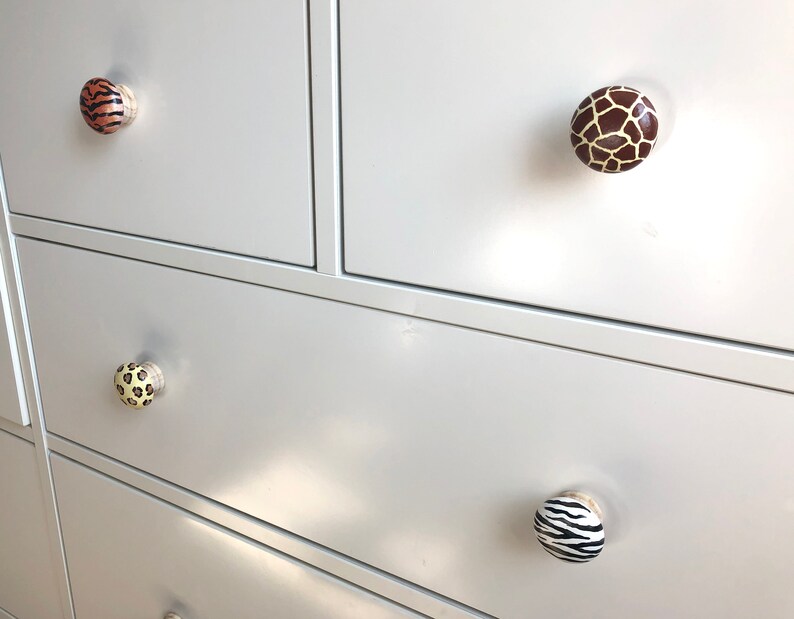 Handpainted Animal Print door drawer knobs Etsy