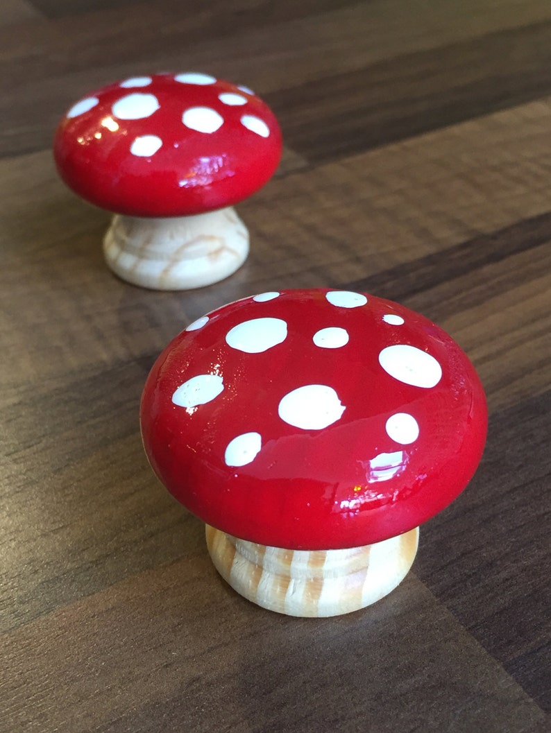 Handpainted Toadstool Door Drawer Knobs image 4