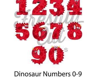 Dinosaur Fun Numbers - 0-9 - RED