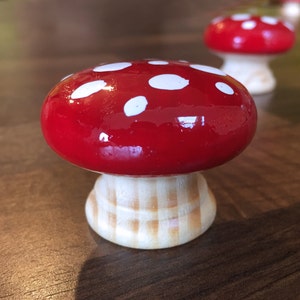 Handpainted Toadstool Door Drawer Knobs