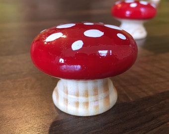 Handpainted Toadstool Door Drawer Knobs