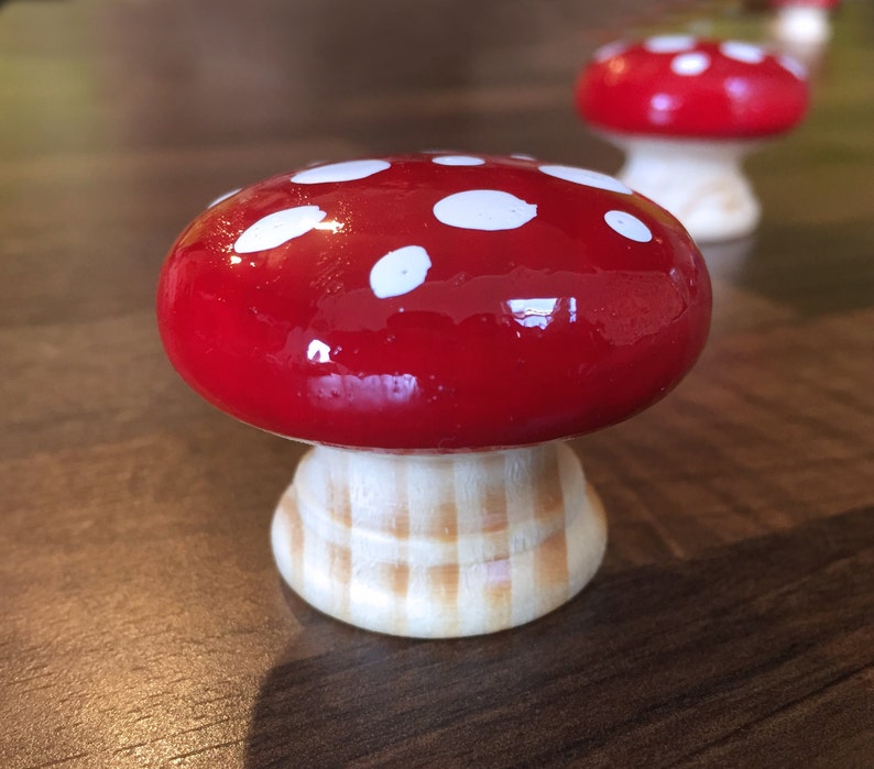 Handpainted Toadstool Door Drawer Knobs image 1