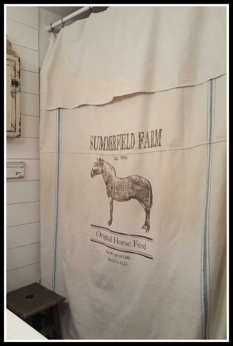 Personalized Horse Feed Grain Sack Window Shower Curtain