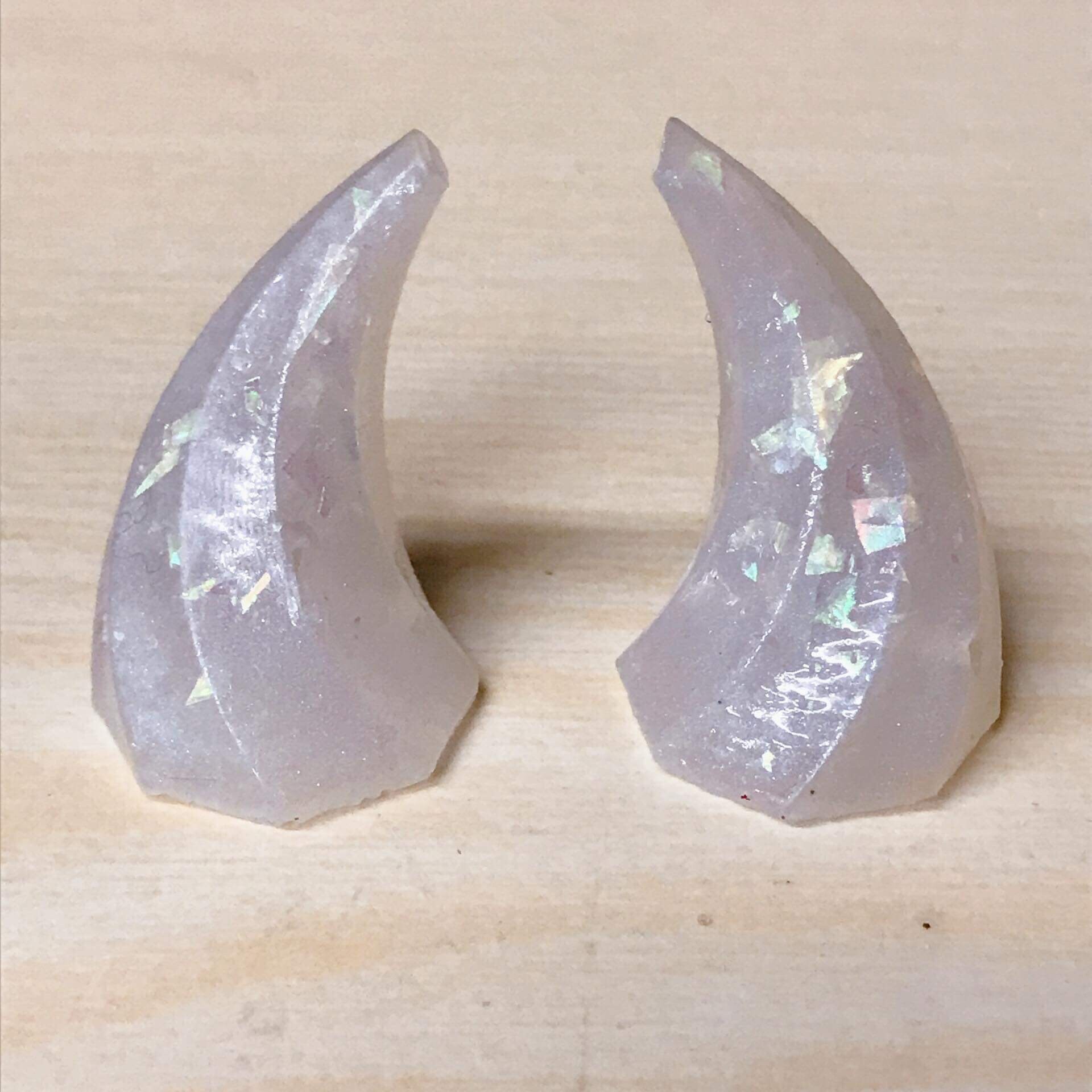 OOAK One of a Kind Small Resin Horns Shimmer White Etsy