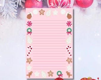 Christmas Notepad, Cozy Holiday Lined Notes Pad, Festive Christmas Stationery Gift