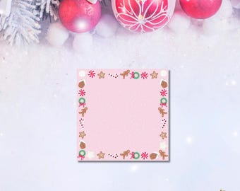 Cozy Christmas Sticky Notes, Hand-Drawn Holiday Artwork, Festive Stationery Pad