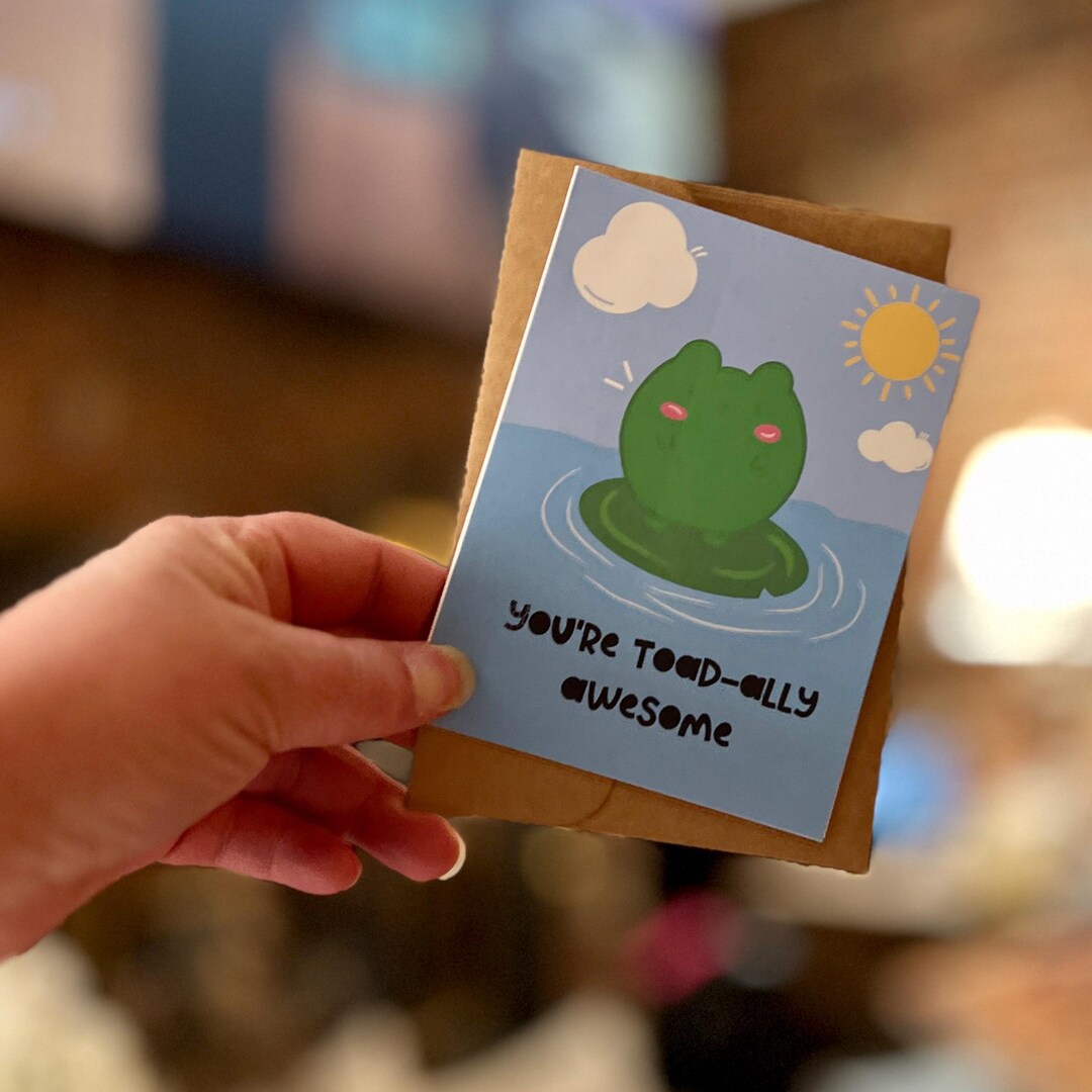 Note Toad Frog Pun Greeting Card – Toad-ally Awesome Note for Friends - Etsy