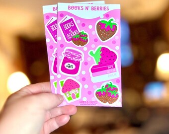 Strawberry Sticker Sheet, Cottagecore Planner Stickers, Cute Berry Journal Stickers