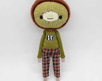 Kiwi Art Doll, Handmade Fruit Character