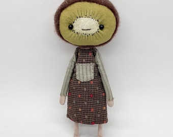 Kiwi Art Doll, Handmade Fruit Character