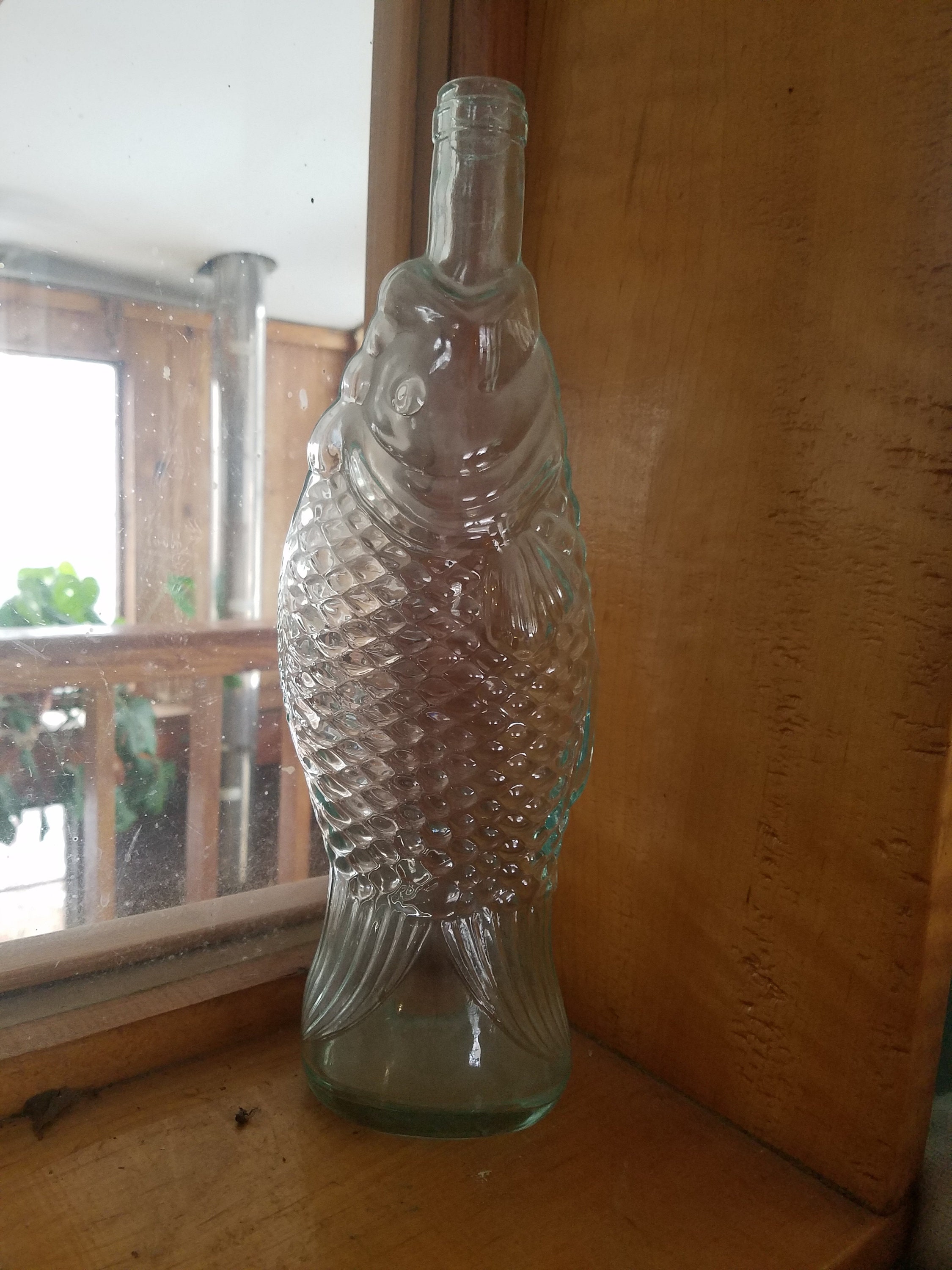 Clear Glass Fish bottle Etsy