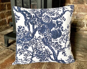 Handmade Blue Print on White LINEN Cotton Cushion Cover.Various sizes Handmade Blue Print on White LINEN Cotton Cushion Cover.Various sizes