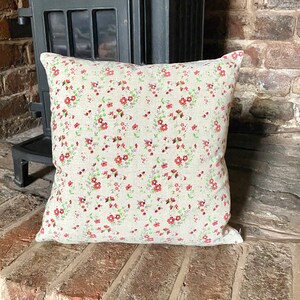 9. Handmade Small Red Flowers Natural LINEN Cotton blend Cushion Cover. Various sizes
