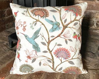 895. Hummingbird with Flowers  100% Cotton Cushion Cover, Various sizes