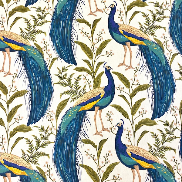 1064. Peacock 100% Cotton fabric, 140cm Wide. Price per 1/2 metre