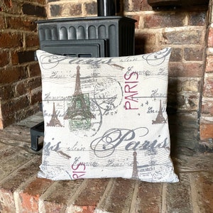 18.Handmade Shabby Eiffel Tower Natural LINEN Cotton Cushion Cover. Various sizes