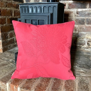 746. Flowers in raspberry Handmade 100% Cotton jacquard Cushion Cover, Various sizes