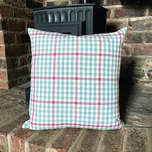 1015. Romo Duck egg blue Check,Linen Cotton Cushion Cover, Various sizes