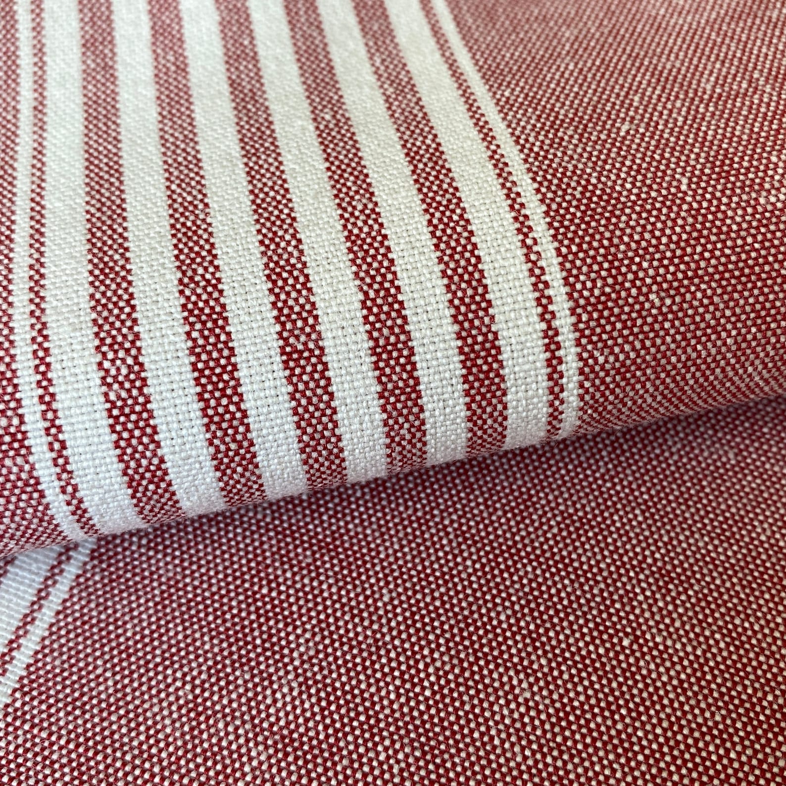 Strong Cotton Polyester Blend Striped Fabric. Red Blue Green Etsy