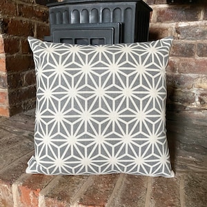 300. Handmade Stars on Grey LINEN Cotton Cushion Cover. Various sizes
