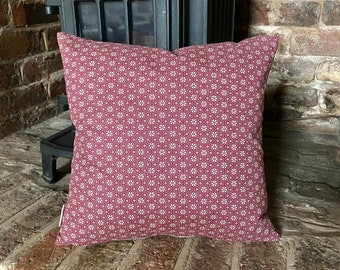 49. Flowers on Bordeaux 100% Cotton Cushion Cover. Various sizes