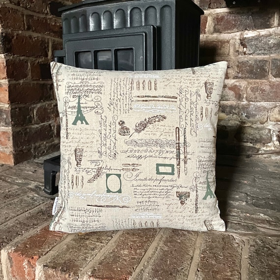Handmade Calligraphy Pen Natural LINEN Cotton Cushion Cover
