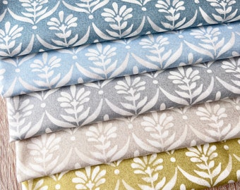 IRIS BLOCK PRINT, 100% Cotton fabric, 145cm wide, Price per 1/2 metre
